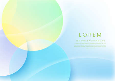 Abstract colorful pastel gradients color overlapping circles on light blue background with copy space for text. Vector illustrationのイラスト素材