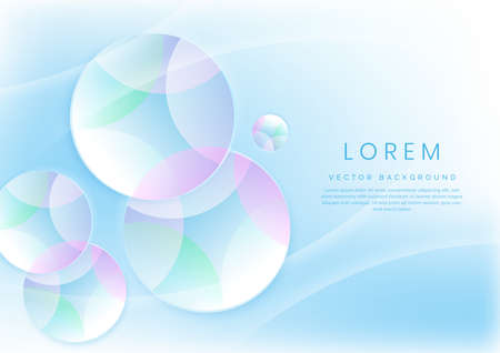 Abstract colorful pastel gradients color overlapping circles on light blue background with copy space for text. Vector illustrationのイラスト素材