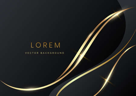 Abstract black luxury background 3d overlapping with gold lines curve. Luxury style. Vector illustrationのイラスト素材