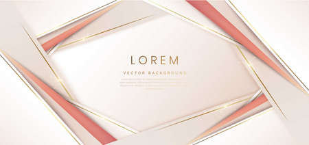 Abstract luxury template background 3d soft brown overlapping with gold lines. Luxury style. Vector illustrationのイラスト素材