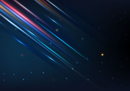 Abstract technology geometric red, blue lighting effect overlapping hi speed line movement design...