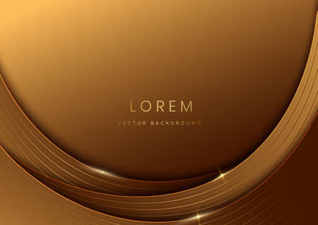 3D modern luxury template design gold and brown curved shape and golden curved line background. Vector illustrationのイラスト素材