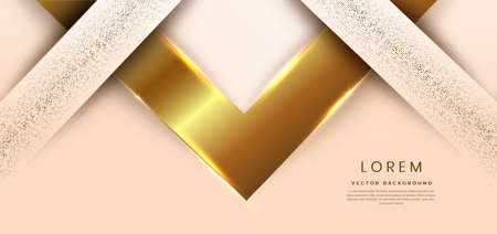 Abstract 3d modern luxury template cream color and gold arrow background with golden glitter line light sparkle.  Vector illustrationのイラスト素材