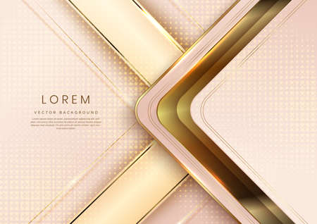 Abstract 3d modern luxury template gold color and gold arrow background with golden glitter line light sparkle. Vector illustrationのイラスト素材