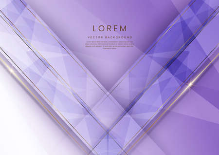Abstract luxury white and soft purple elegant geometric diagonal overlay layer background with golden lines. You can use for ad, poster, template, business presentation. Vector illustrationのイラスト素材