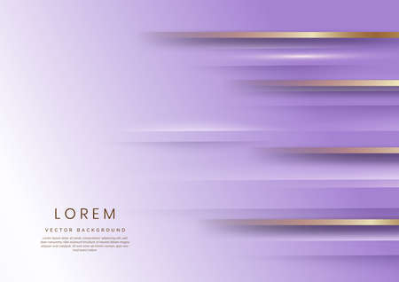 Abstract 3d luxury white and soft purple elegant geometric horizontal overlay layer background with golden lines. You can use for ad, poster, template, business presentation. Vector illustrationのイラスト素材