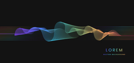 Abstract colorful wave lines flowing on black background. You can use for ad, poster, template, business presentation. Vector illustrationのイラスト素材