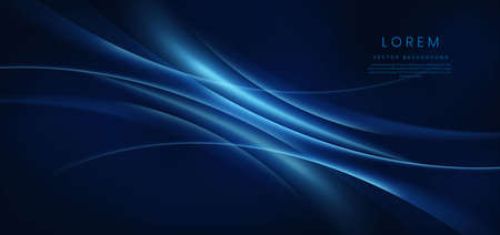 Abstract technology futuristic glowing blue curved line on dark blue background. Vector illustrationのイラスト素材