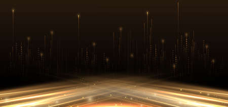 Abstract elegant gold lines diagonal scene on black background. Template premium award design. Vector illustrationのイラスト素材