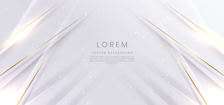 Abstract elegant white background with golden line and lighting effect sparkle. Luxury template design. Vector illustration.のイラスト素材