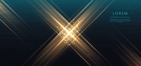 Abstract luxury golden glitter effect glowing on dark background with lighting effect sparkle. Template premium award ceremony design. Vector illustrationのイラスト素材