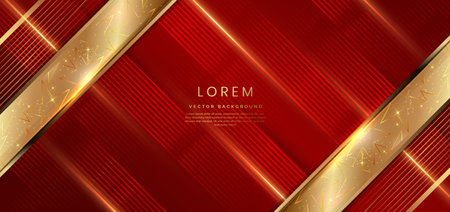 Abstract elegant red background with golden line and lighting effect. Luxury template award design. Vector illustrationのイラスト素材