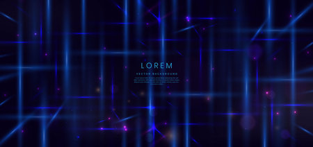 Abstract technology futuristic glowing blue light lines with high-speed effect on dark blue background. Vector illustrationのイラスト素材