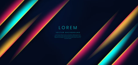 Abstract dimension drak blue background with red, blue, yellow diagonal layers. Template design. Vector illustrationのイラスト素材