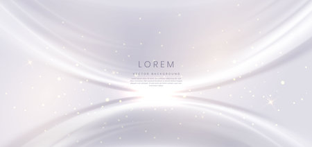 Abstract white background light gold shape with gold lines curved  with copy space for text. Luxury style template design. Vector illustrationのイラスト素材