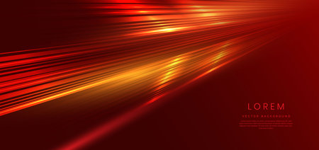 Abstract technology futuristic glowing red light lines with speed motion blur effect on red background. Vector illustrationのイラスト素材