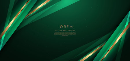 Abstract elegant dark green background with golden glowing effect. Template premium award design. Vector illustrationのイラスト素材