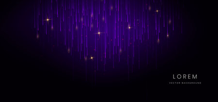 Abstract purple light lines on black background with lighting effect. Vector illustrationのイラスト素材