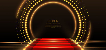 Elegant golden scene diagonal glowing with lighting effect sparkle on black background. Template premium award design. Vector illustrationのイラスト素材