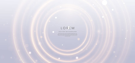 Abstract luxury golden circles lines overlapping on grey background with lighting effect and sparkle. Template premium award design. Vector illustrationのイラスト素材