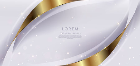 Luxury gold and white curved lines background and lighting effect sparkle. You can use for ad, poster, template, business presentation. Vector illustrationのイラスト素材