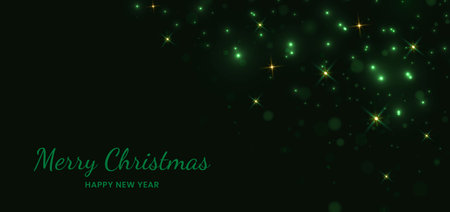 Abstract lighting effect dot neon green light ray on on dark background. Concect merry christmas happy celebrartion. Vector illustrationのイラスト素材
