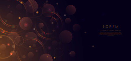 Abstract glowing gold circle lines on dark background. Vector illustrationのイラスト素材
