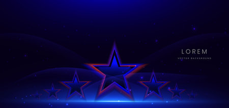 Abstract star glowing blue and red light ray on dark blue background and sparkle. Vector illustrationのイラスト素材