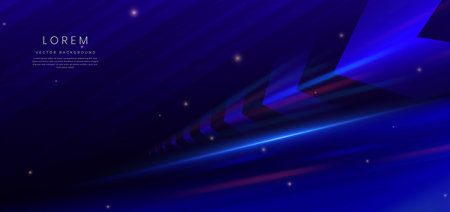 Abstract futuristic arrow glowing neon blue with speed motion moving on dark blue background. Vector illustrationのイラスト素材