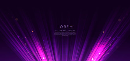 Abstract elegant purple light lines on dark background with lighting effect and sparkle. Vector illustrationのイラスト素材