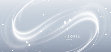 Abstract white wave lines on grey background. with lighting effect sparkle. Vector illustrationのイラスト素材