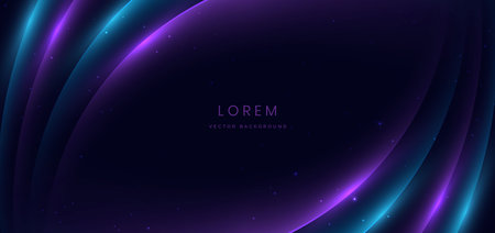 Abstract blue and purple curve lines glowing on dark blue background with copy space for text. Luxury design style. Vector illustrationのイラスト素材