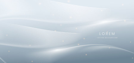 Abstract white wave lines on grey background. with lighting effect sparkle. Vector illustrationのイラスト素材