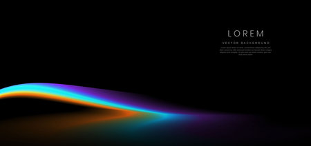 Colorful wave and light on black background. You can use for ad, poster, template, business presentation. Vector illustrationのイラスト素材