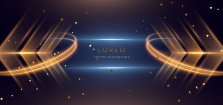 Golden arrow banner on dark background. Celebration grand openning party happy concept. Vector illustrationのイラスト素材