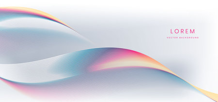 Abstract colorful wave lines on white background. with lighting effect sparkle. Vector illustrationのイラスト素材