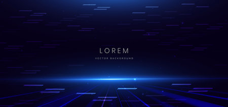 Abstract futuristic scene elegant blue light lines on dark background with lighting effect and sparkle. Vector illustrationのイラスト素材
