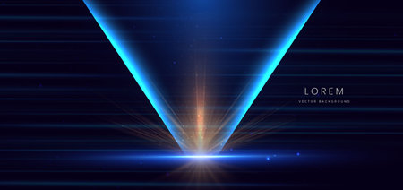 Abstract scene elegant blue light lines on dark background with lighting effect and sparkle. Vector illustrationのイラスト素材