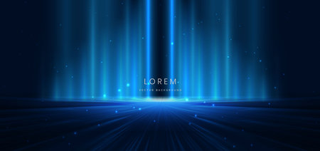 Abstract scene elegant blue light ray on dark background with lighting effect and sparkle. Vector illustrationのイラスト素材