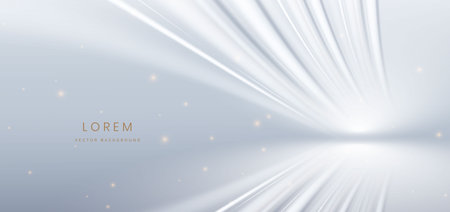Modern white curved rays on grey background and lighting effect sparkle. You can use for ad, poster, template, business presentation. Vector illustrationのイラスト素材