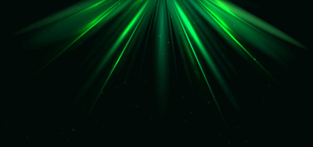 Abstract background lighting green speed motion lines on dark background. Speed motion moving concept. Vector illustrationのイラスト素材
