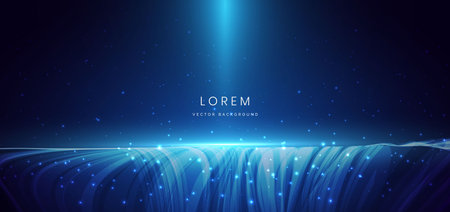 Scene futuristic elegant blue light ray on dark background with lighting effect and sparkle. Vector illustrationのイラスト素材