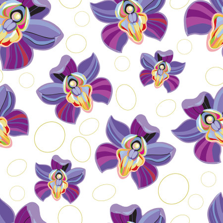 Floral seamless pattern on white background. Seamless pattern can be used for wallpaper, pattern fills, web page background,surface textures.のイラスト素材