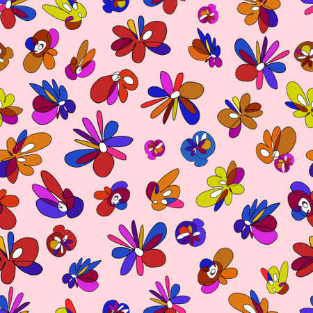 Seamless children's pattern with decorative flowers. Creative background, texture, for fabric, wrapping, textile, wallpaper, clothing. Seamless pattern with creative Scandinavian style flowers.のイラスト素材