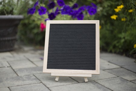 Blank, black felt board for quotes and messages.の写真素材