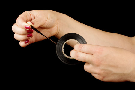 Using insulating tapeの写真素材