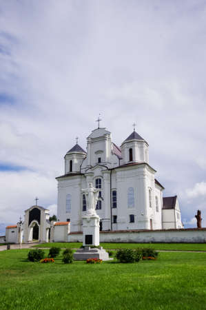 Catholic church in Kraziai Lithuania vertical photoの写真素材