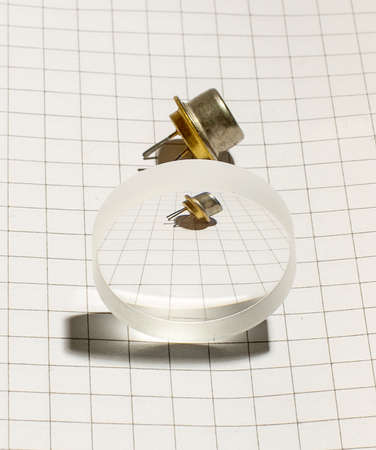 Electronic transistor and its view through the lensの写真素材