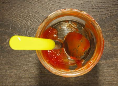 Empty ketchup jarの写真素材