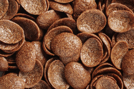 Cocoa crunch cornflakes abstract texture background